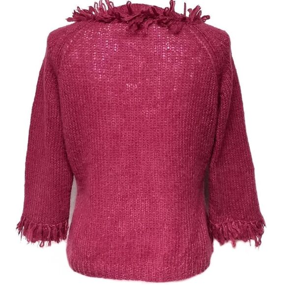 Anthropologie Moth Maroon Mohair Fringe Sweater - Picture 6 of 8